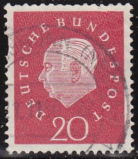 ALEMANIA 1957 Scott 795 Sello Presidente Heinrich Lubke 20 Usado Michel 304 Allemagne Duitsland Germania Germany Alemagne Deutschland 